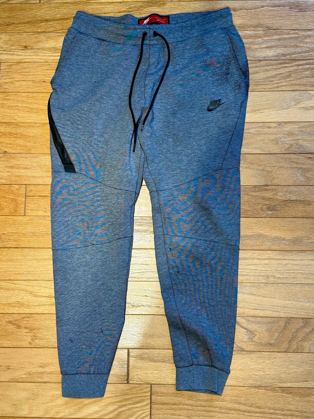 Nike Youth Heather Gray Jogger Sweatpants with Black Drawstring
